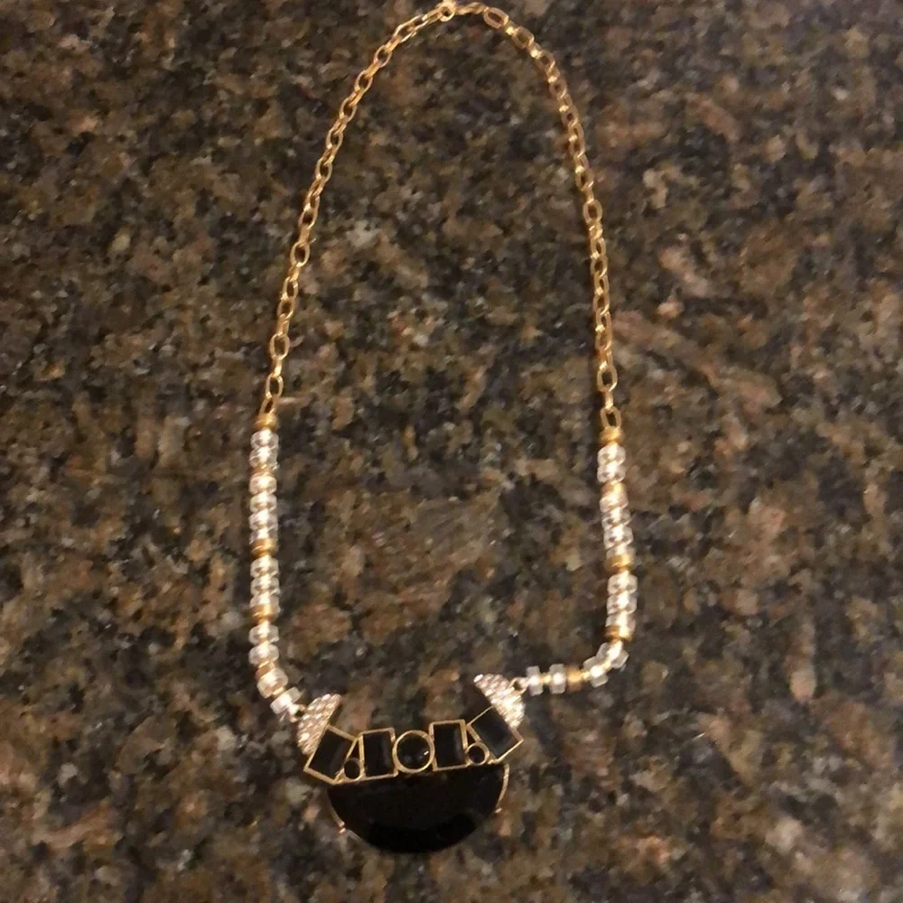 J Crew Statement Necklace Gold Tone